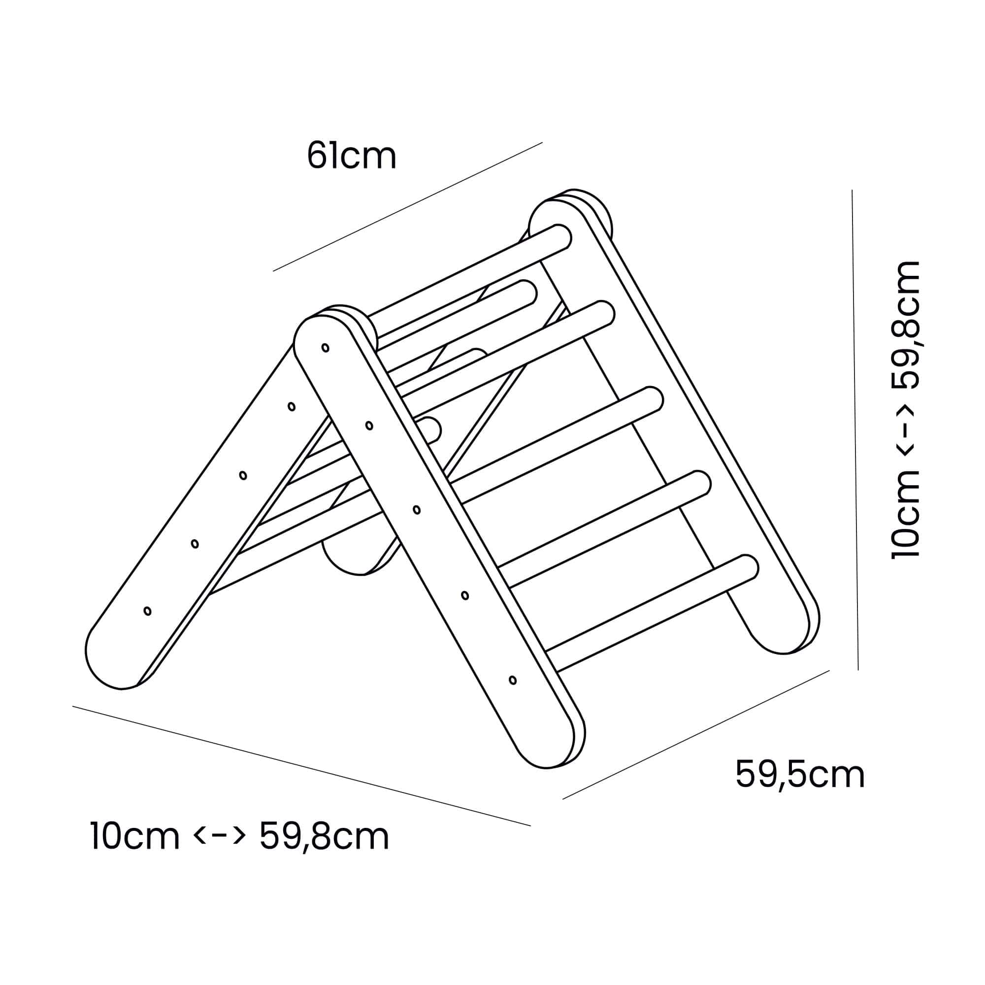 Modular Wooden Climbing Triangle Set for Kids — 3-in-1 Montessori Play Structure (White)