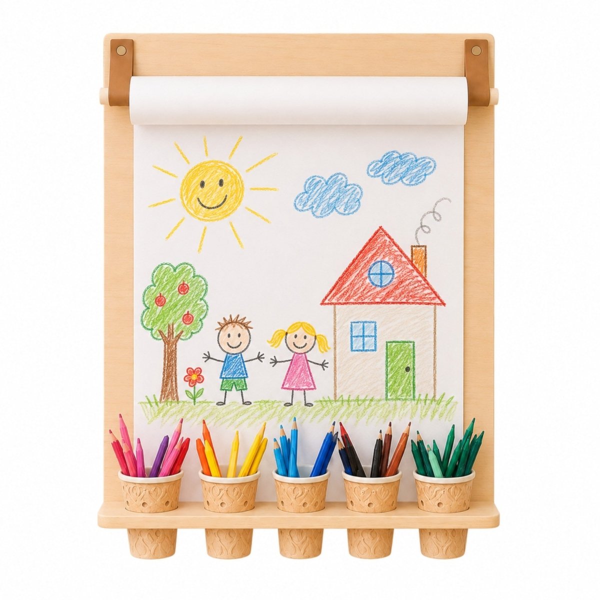 Drawing Board with Pencil Holder – With Paper Roll - Tiny Tugz™