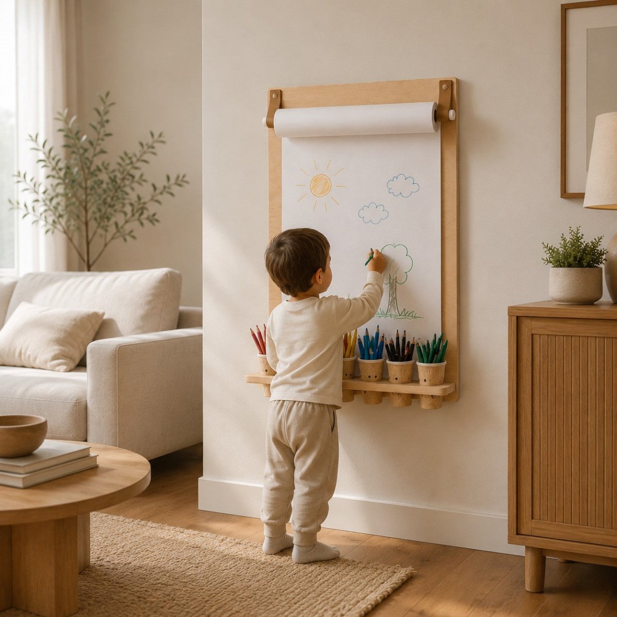 Drawing Board with Pencil Holder – With Paper Roll - Tiny Tugz™