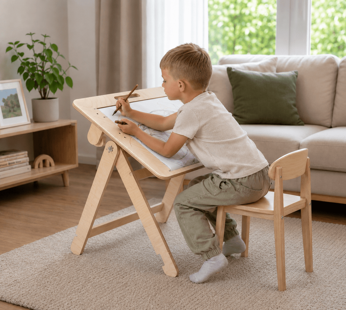 Drawing Board and Table 2in1 with Paper Roll - Tiny Tugz™