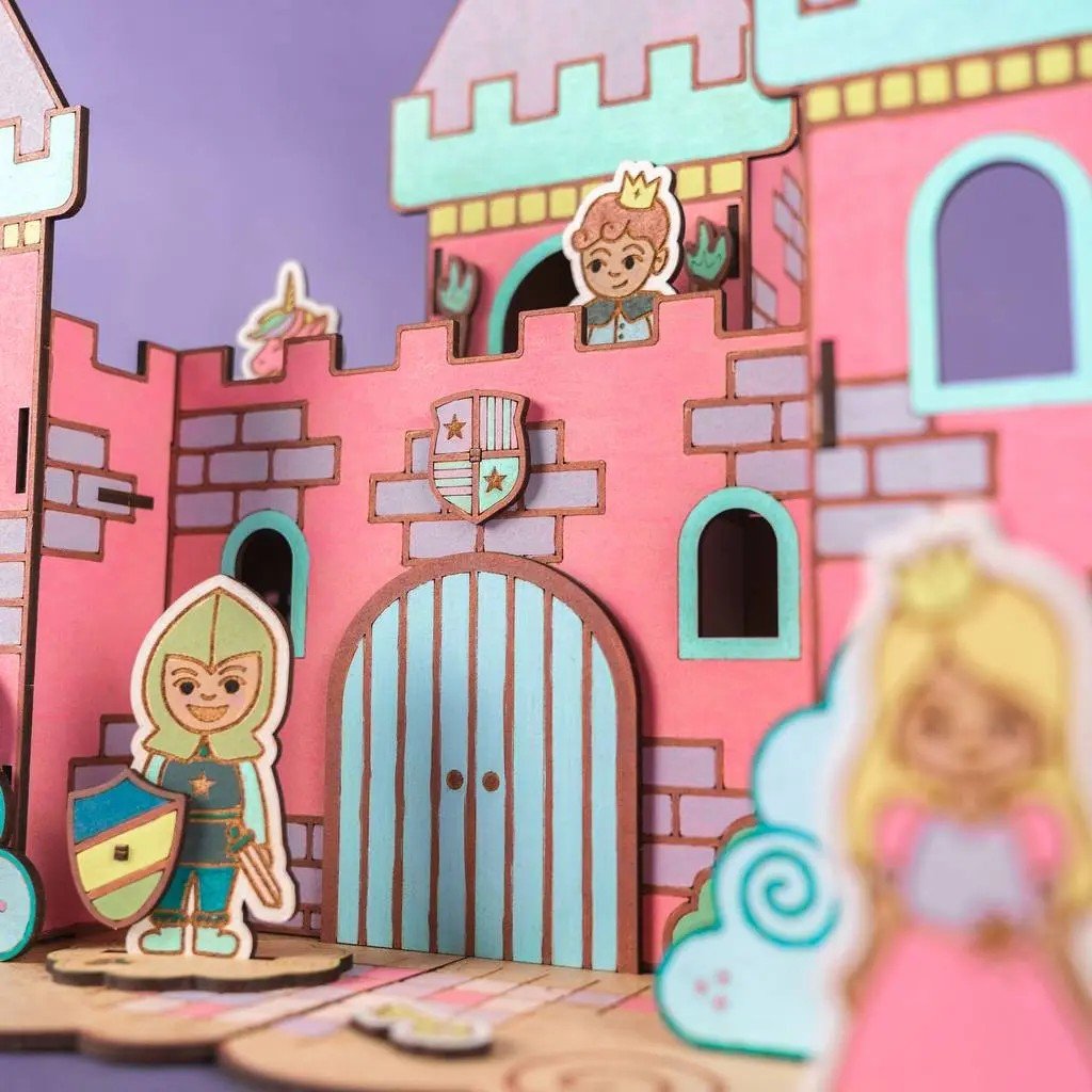 Dreamland Castle - Colour-Your-Own Wooden Play Set - Tiny Tugz™