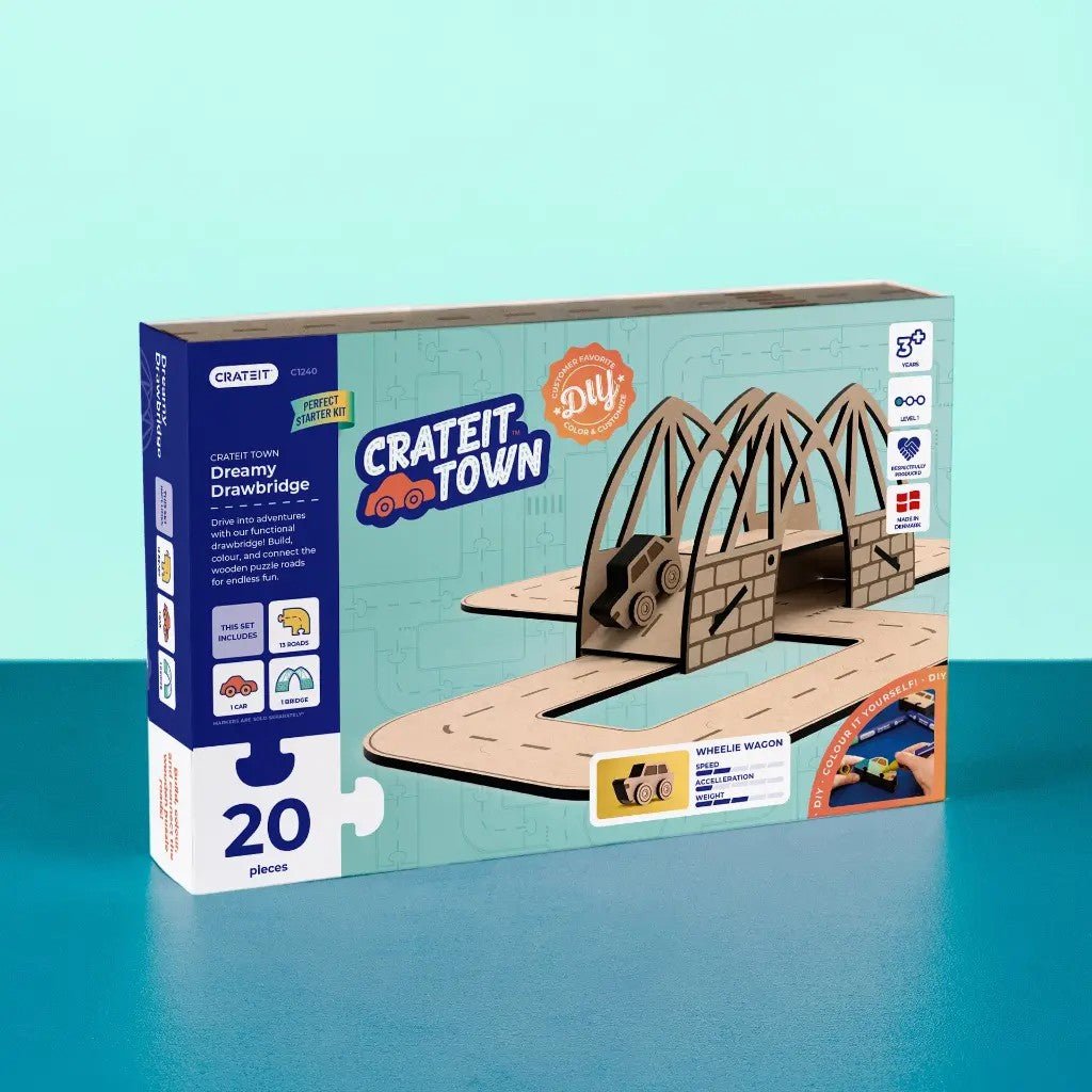 Dreamy Drawbridge - Colour-Your-Own Wooden Bridge Play Set - Tiny Tugz™