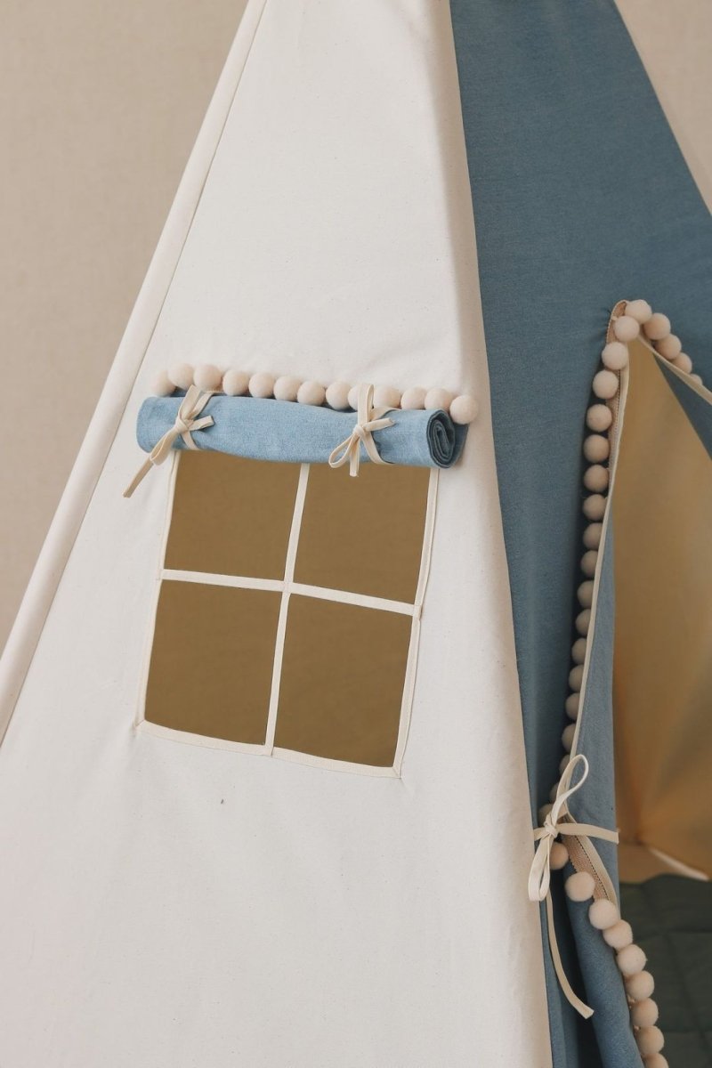 Dusty Blue Cotton Teepee Tent for Kids & Toddlers (3y+) - Tiny Tugz™