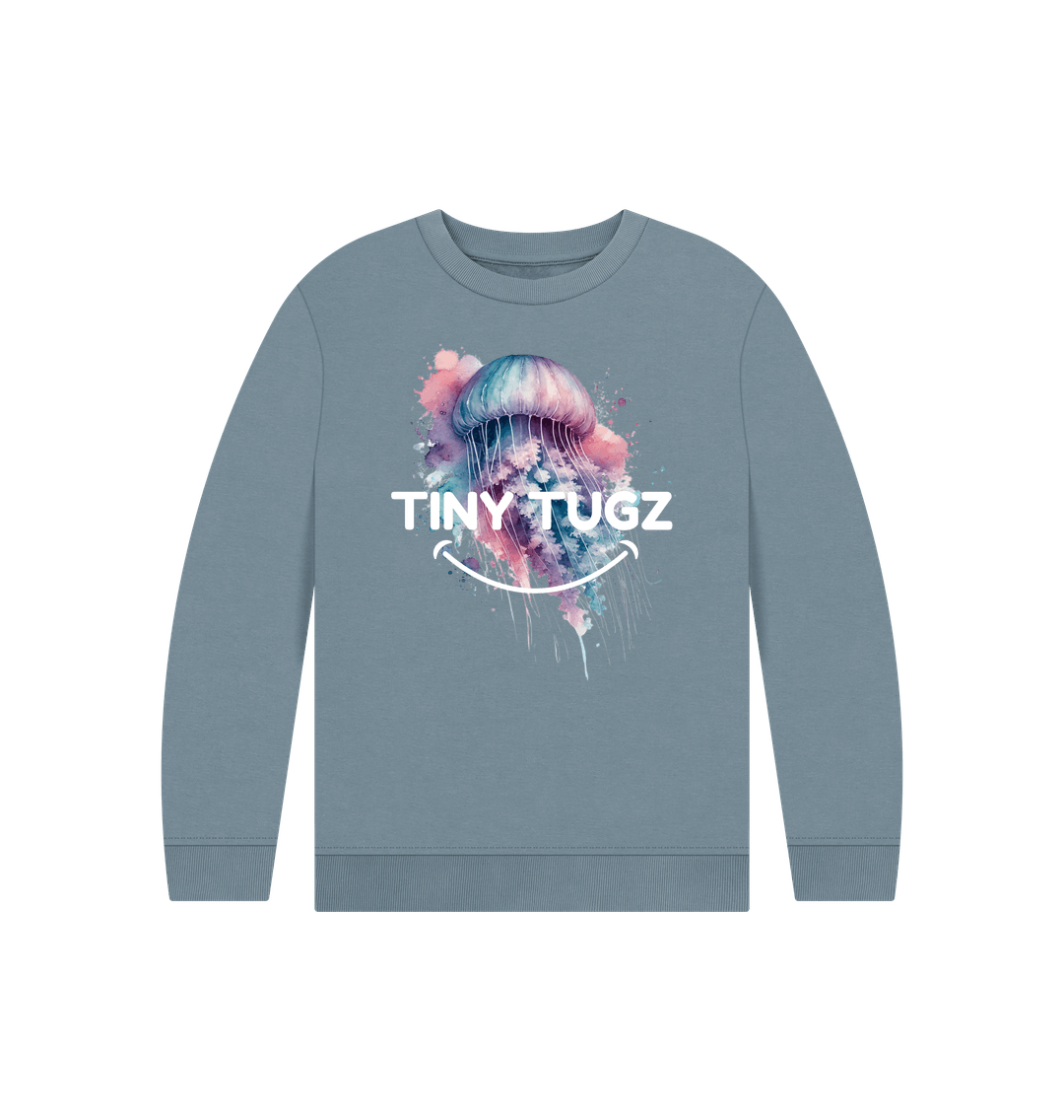 Stone Blue Printed Kids Jumper