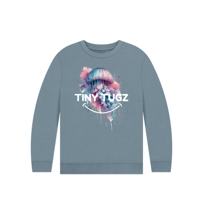 Stone Blue Printed Kids Jumper