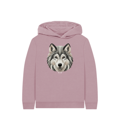 Mauve Printed Kids Hoodie