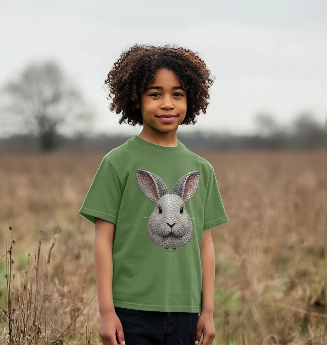 Kinder-T-Shirt aus Bio-Baumwolle – Mosaik-Häschen-Design