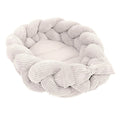 Ecru Baby Nest with Braided Bumper & Play Mat, Ribbed Corduroy & Cotton Lining - Tiny Tugz™