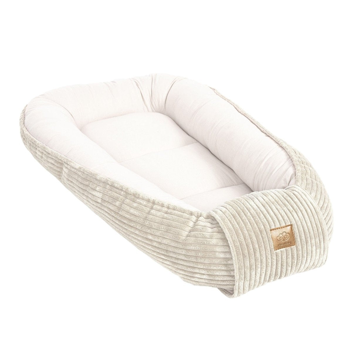 Ecru Baby Sleep Cocoon Nest, Ribbed Corduroy & Cotton Lining (0-6m) - Tiny Tugz™