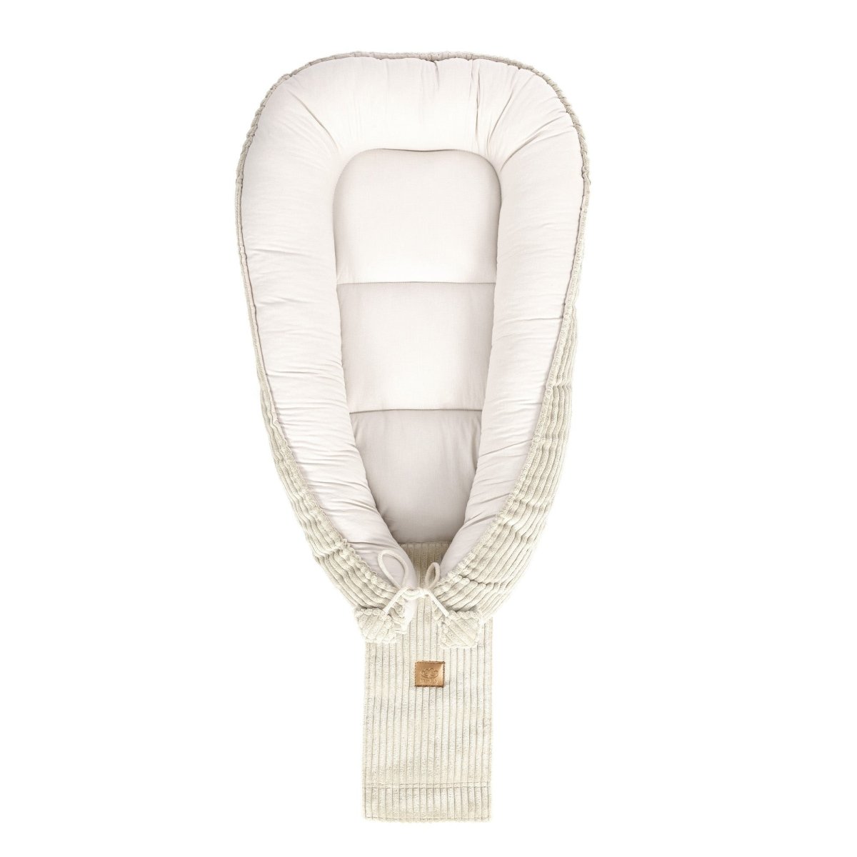 Ecru Baby Sleep Cocoon Nest, Ribbed Corduroy & Cotton Lining (0-6m) - Tiny Tugz™