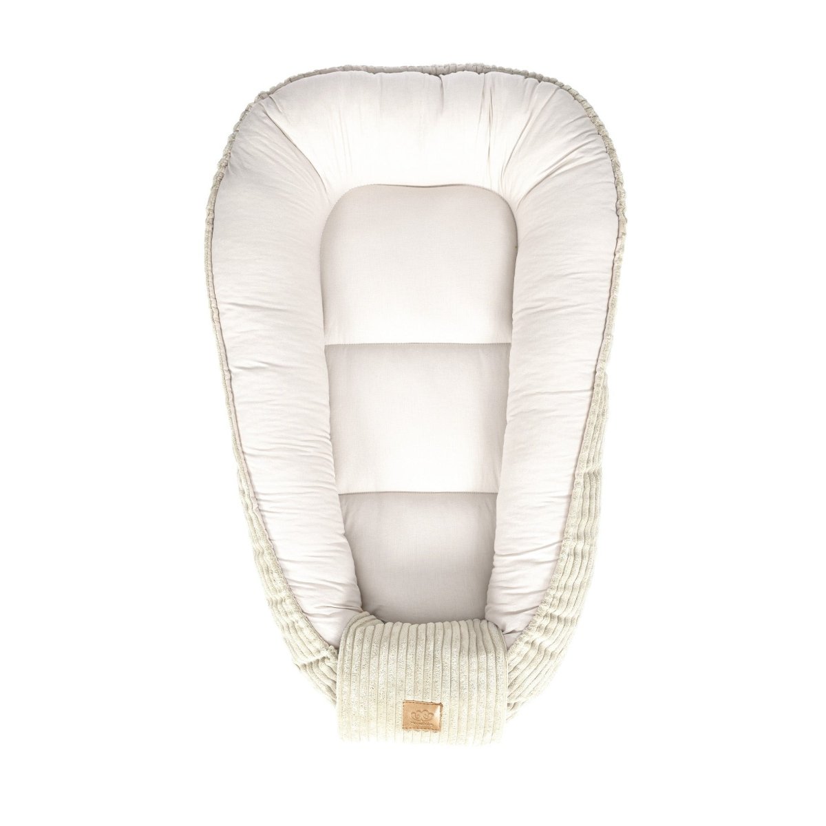 Ecru Baby Sleep Cocoon Nest, Ribbed Corduroy & Cotton Lining (0-6m) - Tiny Tugz™