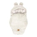 Ecru Baby Swaddle with Bear Ears, Ribbed Corduroy & Cotton Lining - Tiny Tugz™