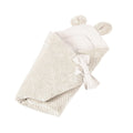Ecru Baby Swaddle Wrap with Bear Ears, Ribbed Corduroy & Cotton Lining - Tiny Tugz™