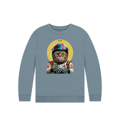 Stone Blue Printed Kids Jumper