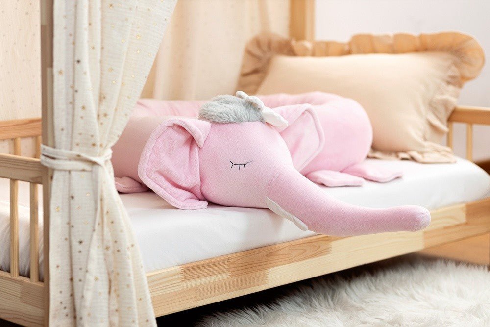 Ellie Elephant Cuddle Pillow & Bed Wall Bumper - Minky, 200 cm (Pink) - Tiny Tugz™