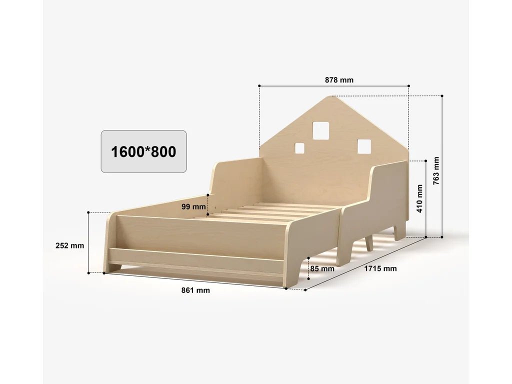 Extendable House-Shaped Kids Bed with Built-in LED Lighting - Tiny Tugz™
