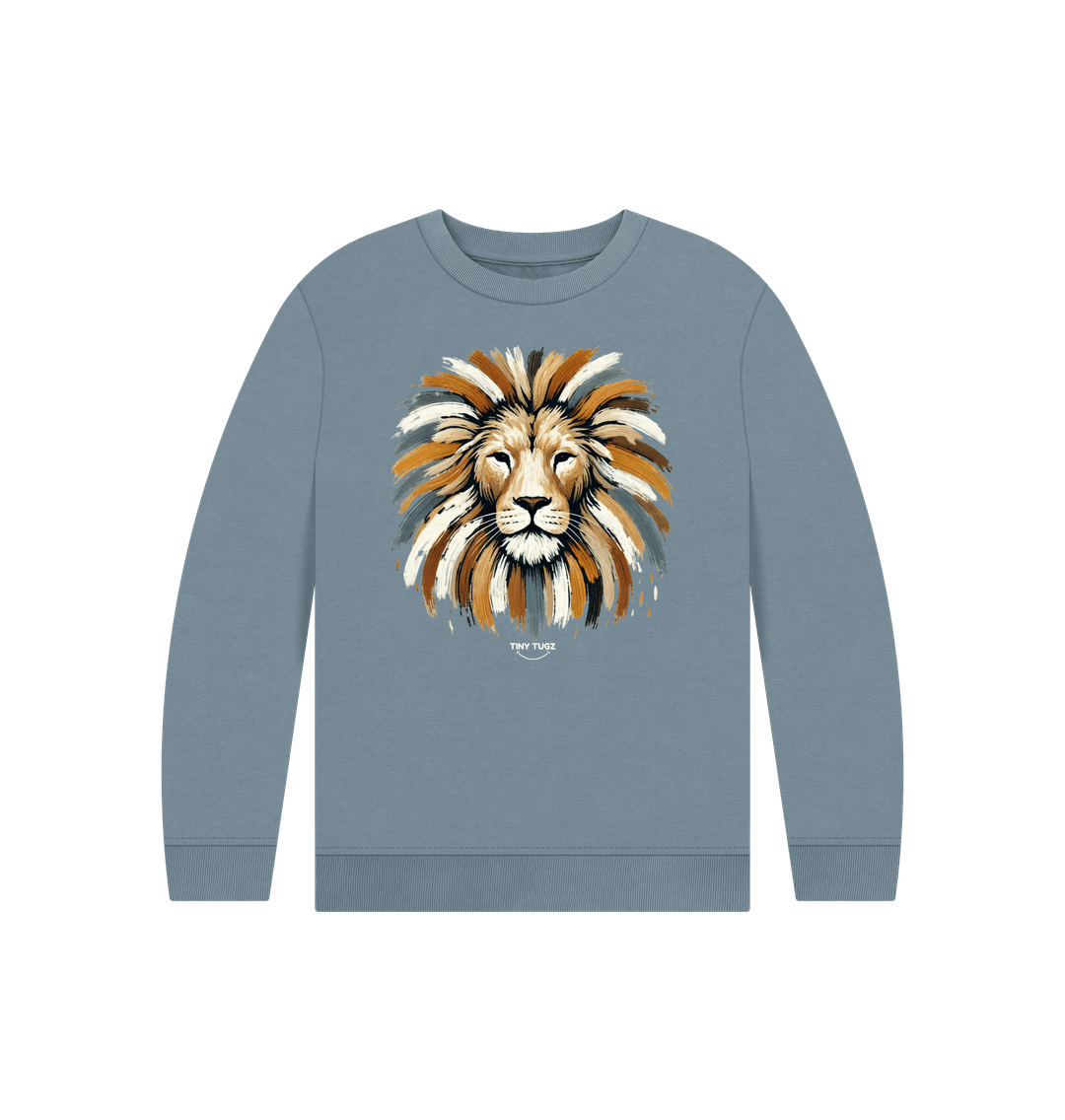 Stone Blue Printed Kids Jumper