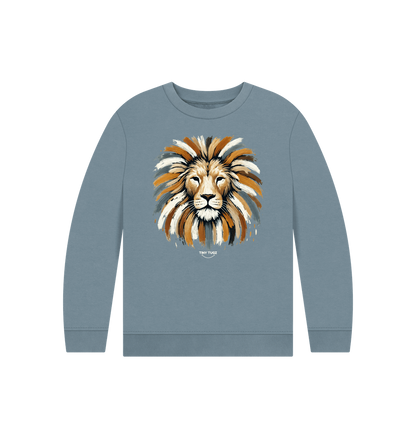 Stone Blue Printed Kids Jumper