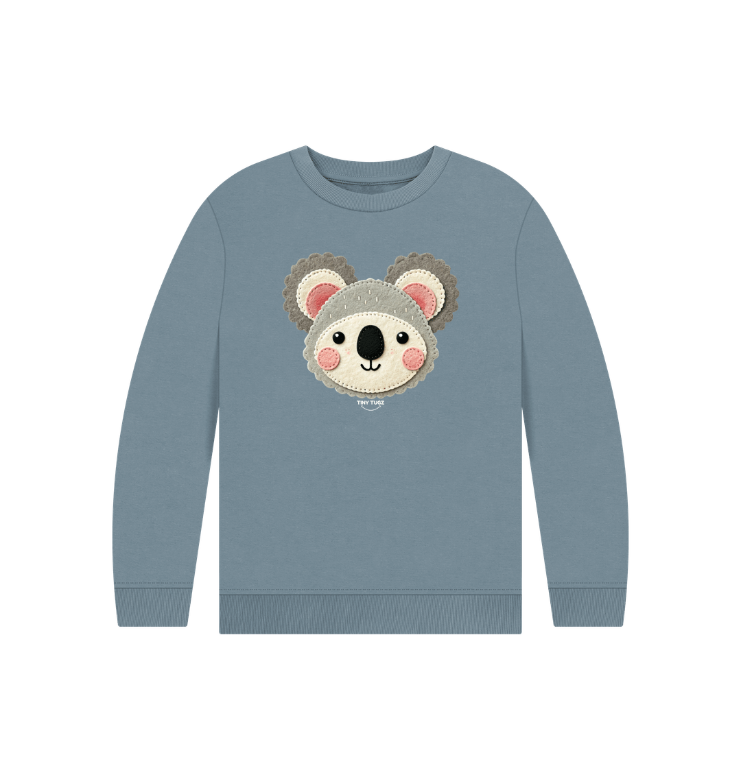 Stone Blue Printed Kids Jumper
