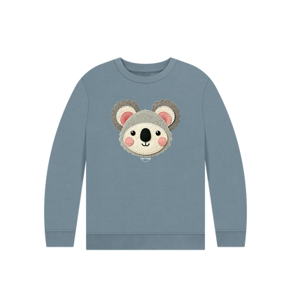 Stone Blue Printed Kids Jumper