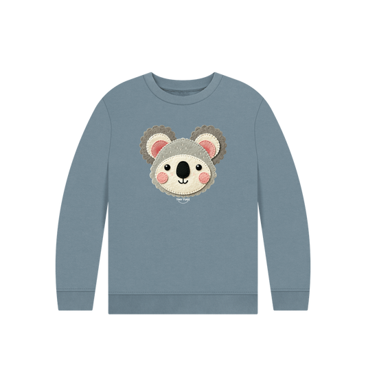 Stone Blue Printed Kids Jumper