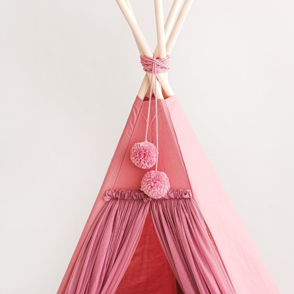 Fairy Kids Play Tent with Tulle - Rose - Cotton & Wooden Poles - Tiny Tugz™