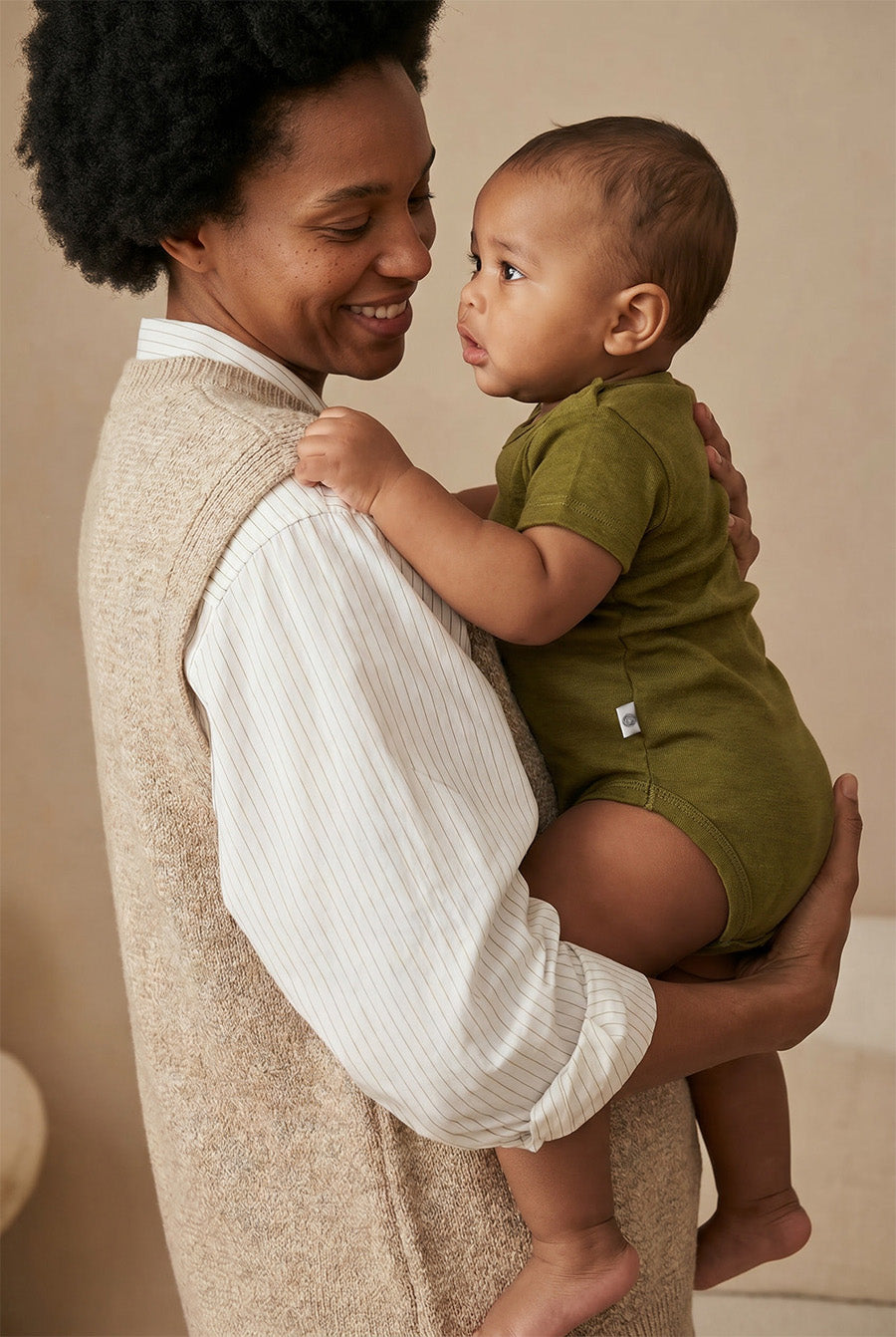 Wool Romper, Short Sleeve - Merino Wool - Fir Green