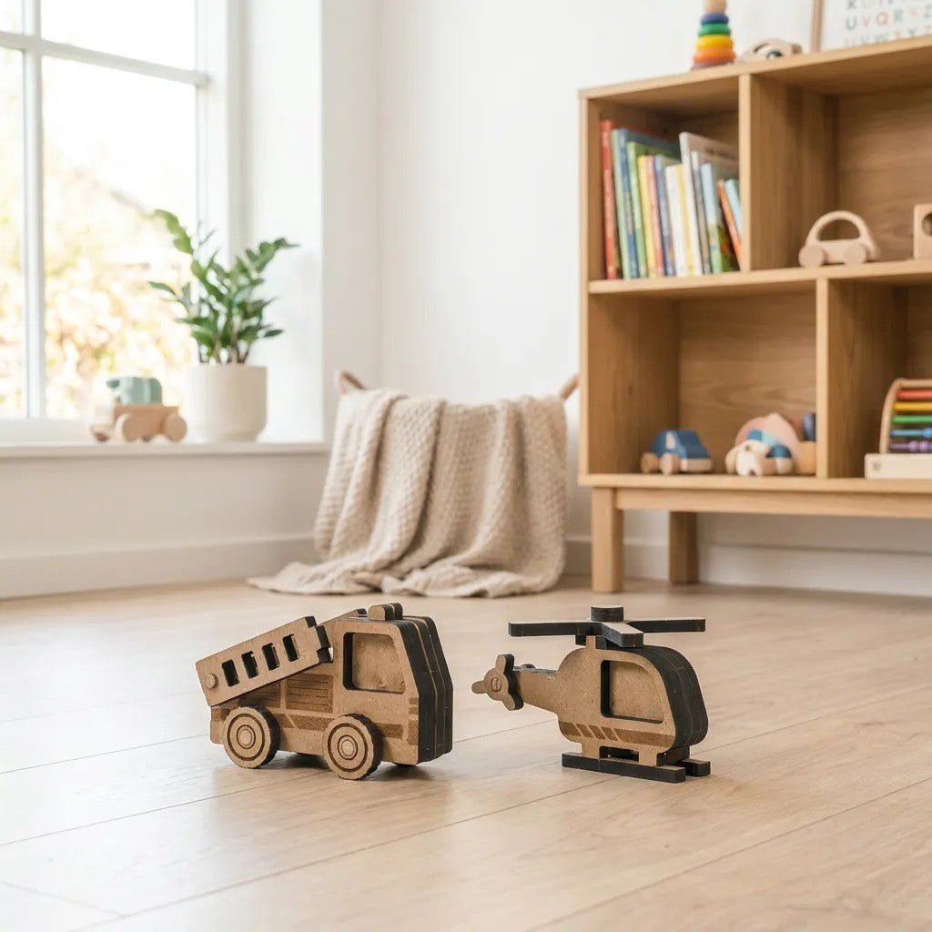Fire Station - Colour-Your-Own Wooden Play Set - Tiny Tugz™