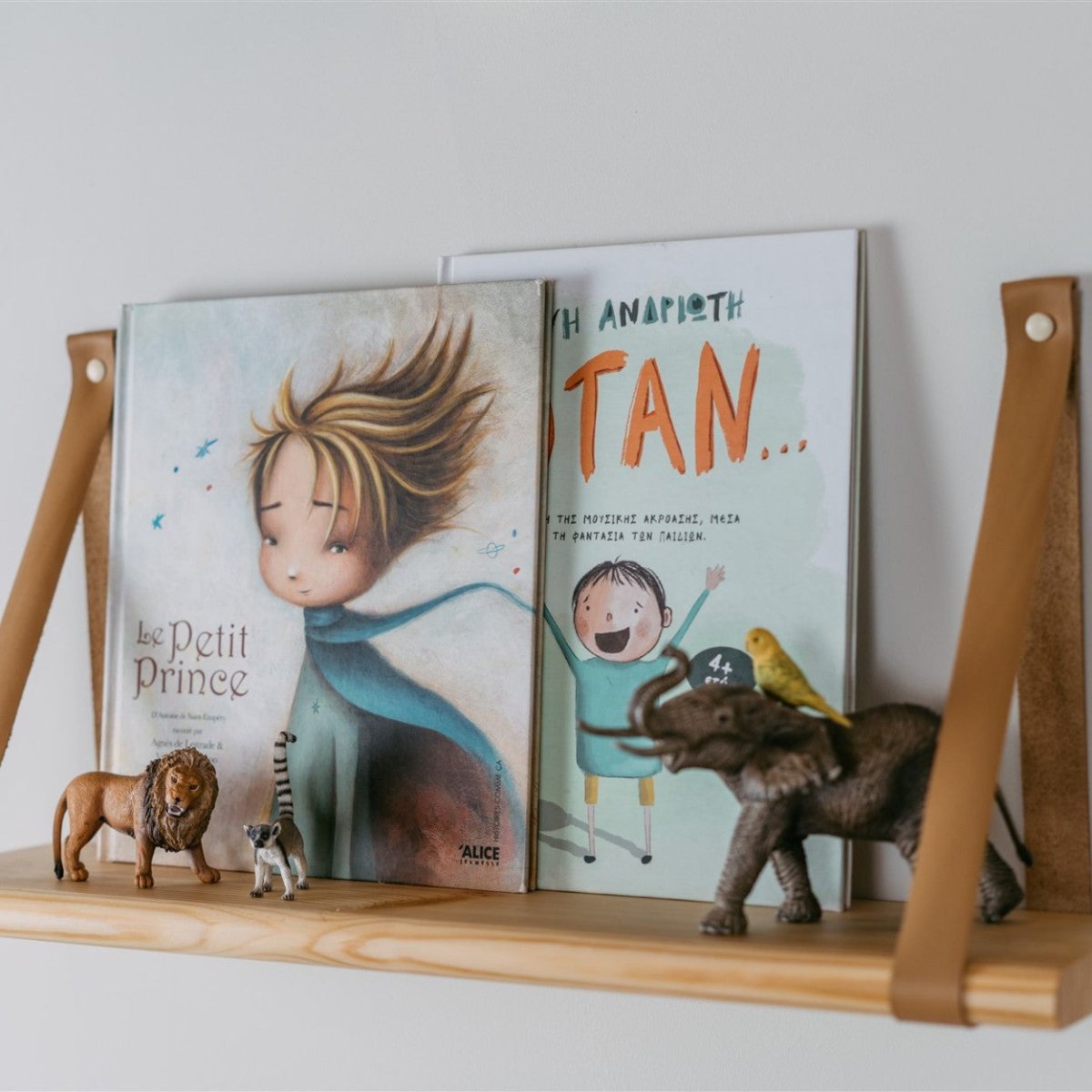Floating Shelf – Natural Pine & Leather Straps (60 cm) - Tiny Tugz™