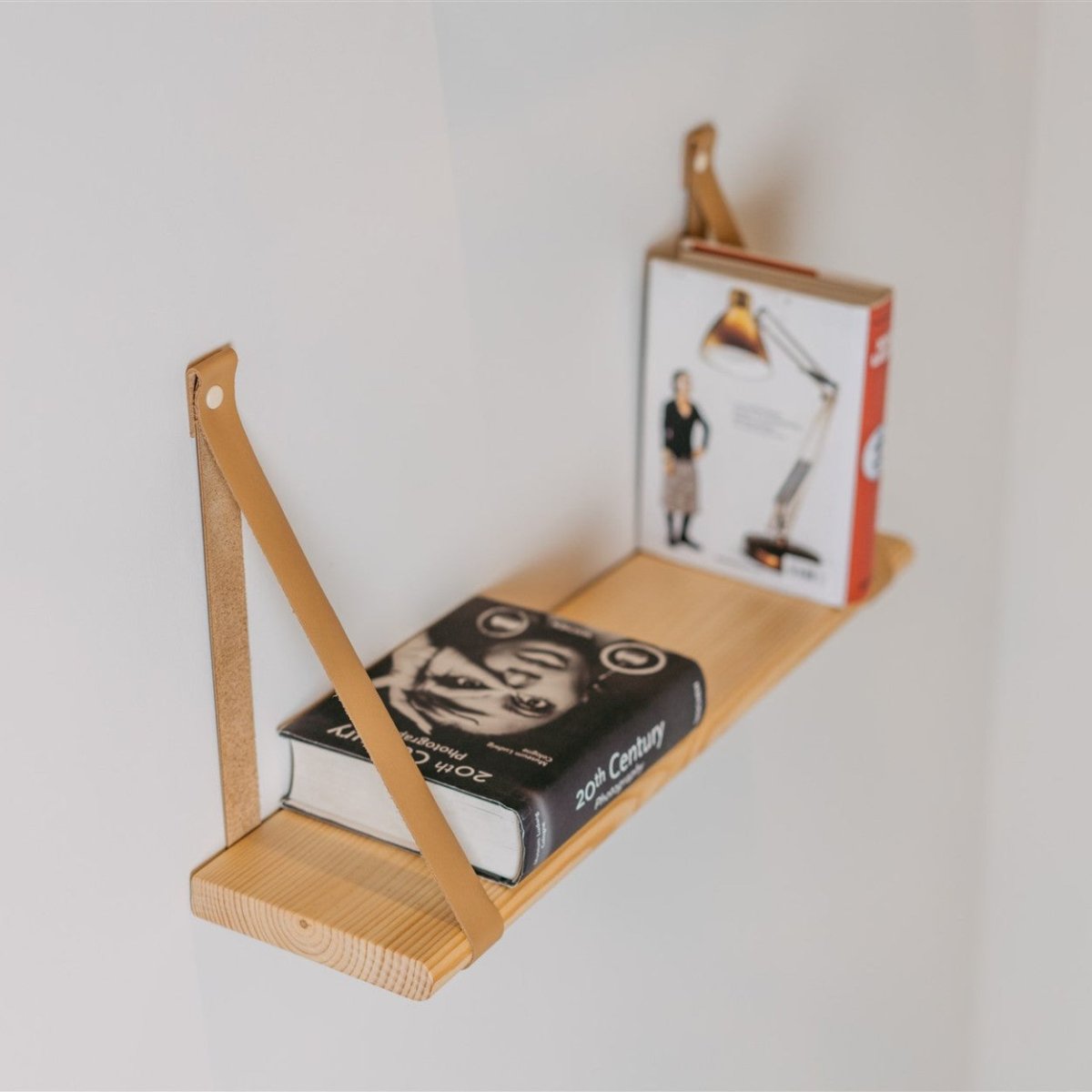 Floating Shelf – Natural Pine & Leather Straps (90 cm) - Tiny Tugz™