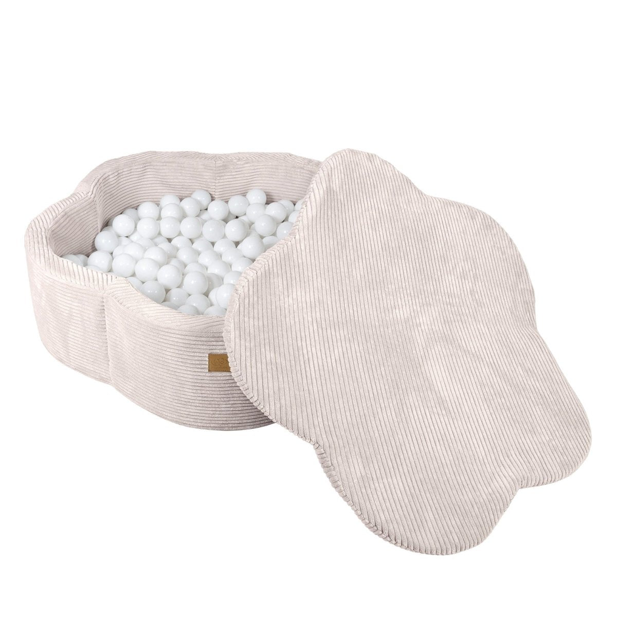 Flower Corduroy Foam Ball Pit with Cover (Ecru) - Safe Soft Play Pool for Kids (Without Balls) - Tiny Tugz™