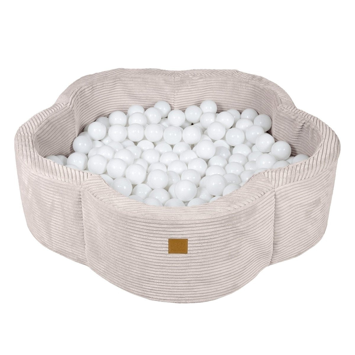 Flower Corduroy Foam Ball Pit with Cover (Ecru) - Safe Soft Play Pool for Kids (Without Balls) - Tiny Tugz™