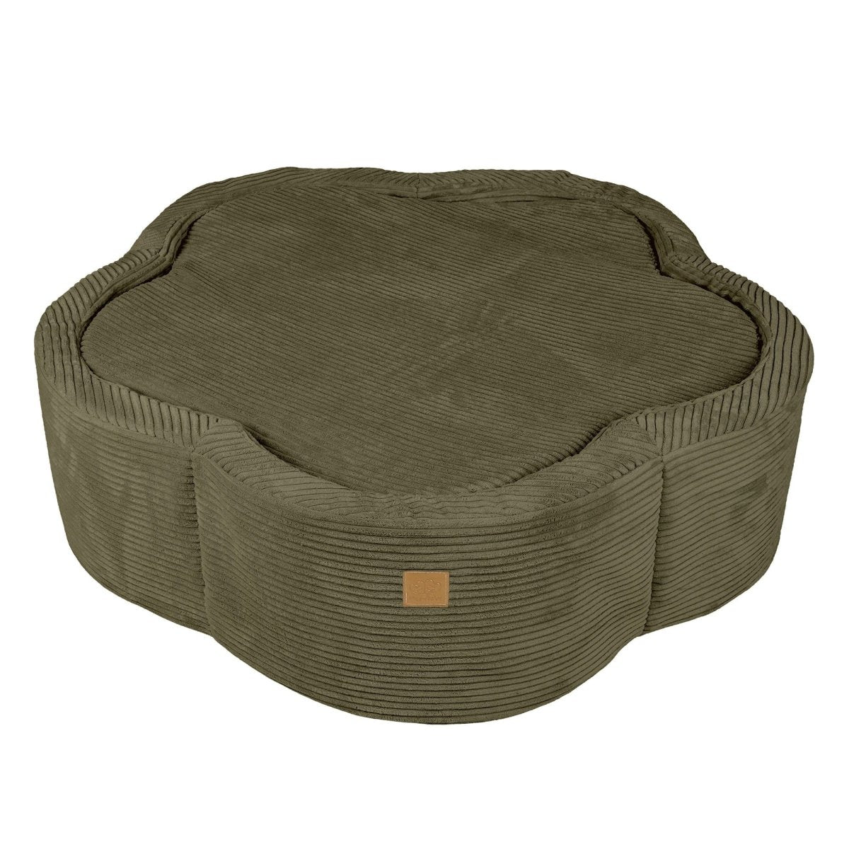 Flower Corduroy Foam Ball Pit with Cover (Green Olive) - Safe Soft Play Pool for Kids (Without Balls) - Tiny Tugz™