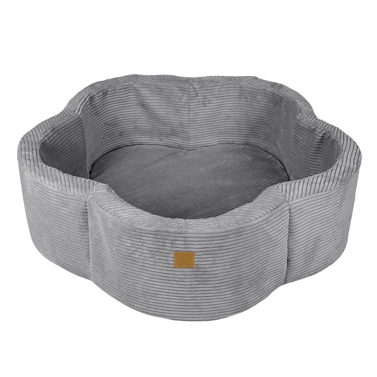 Flower Corduroy Foam Ball Pit with Cover (Grey) - Safe Soft Play Pool for Kids (Without Balls) - Tiny Tugz™