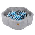 Flower Corduroy Foam Ball Pit with Cover (Grey) - Safe Soft Play Pool for Kids (Without Balls) - Tiny Tugz™