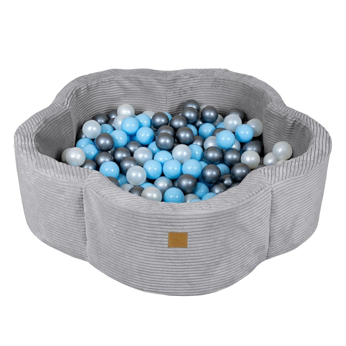 Flower Corduroy Foam Ball Pit with Cover (Grey) - Safe Soft Play Pool for Kids (Without Balls) - Tiny Tugz™