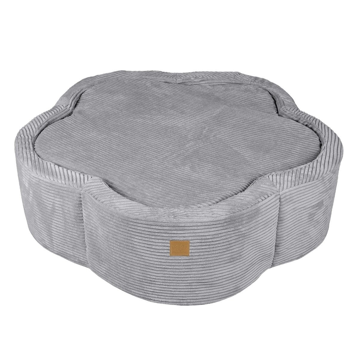 Flower Corduroy Foam Ball Pit with Cover (Grey) - Safe Soft Play Pool for Kids (Without Balls) - Tiny Tugz™