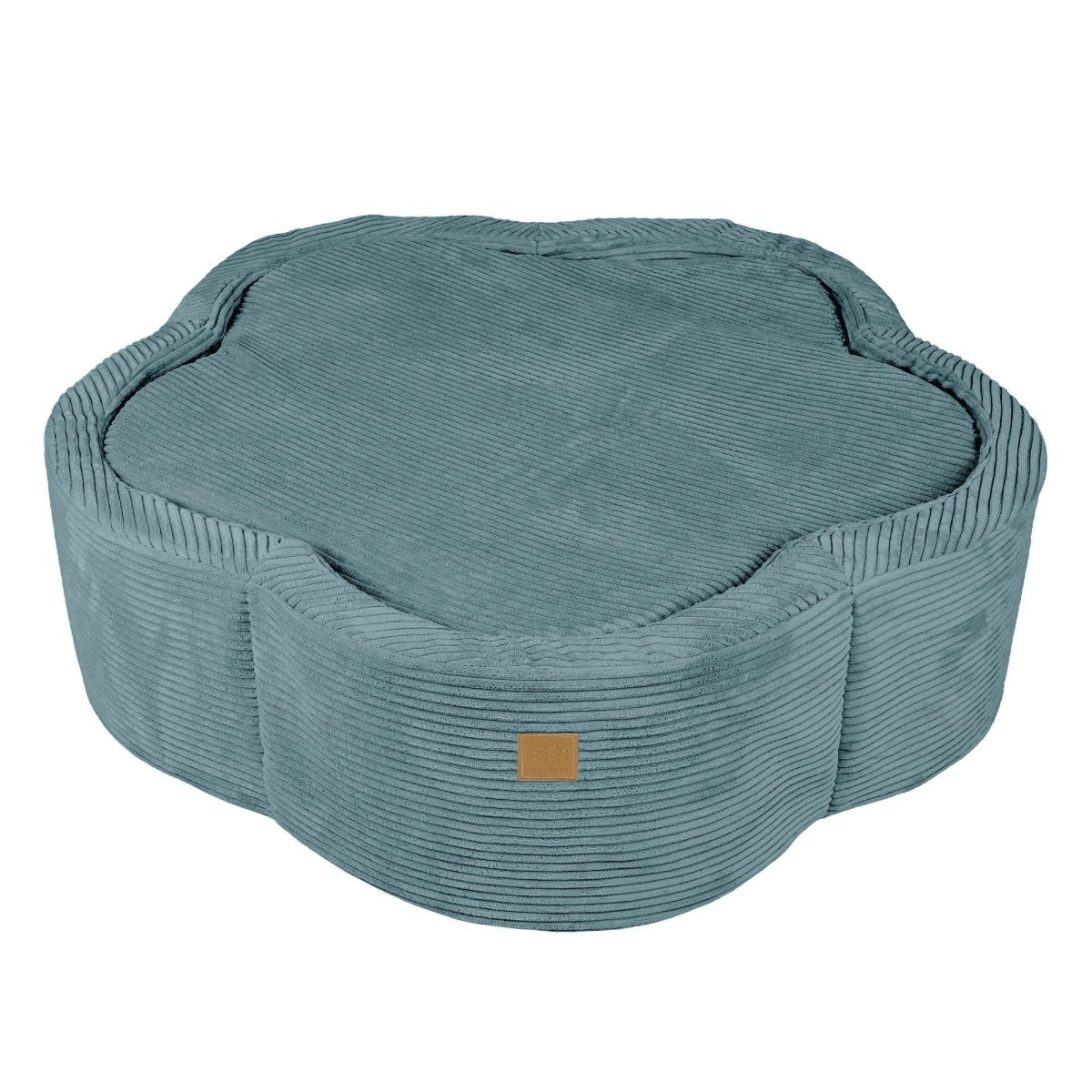 Flower Corduroy Foam Ball Pit with Cover (Turquoise) - Safe Soft Play Pool for Kids (Without Balls) - Tiny Tugz™