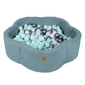 Flower Corduroy Foam Ball Pit with Cover (Turquoise) - Safe Soft Play Pool for Kids (Without Balls) - Tiny Tugz™