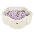 Flower Corduroy Foam Ball Pit with Cover (Vanilla) - Safe Soft Play Pool for Kids (Without Balls) - Tiny Tugz™