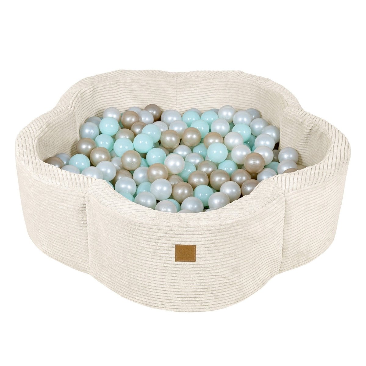 Flower Corduroy Foam Ball Pit with Cover (Vanilla) - Safe Soft Play Pool for Kids (Without Balls) - Tiny Tugz™
