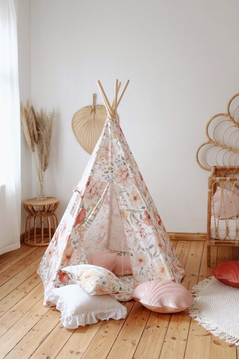 Flower Power Cotton Teepee Tent for Kids & Toddlers (3y+) - Tiny Tugz™
