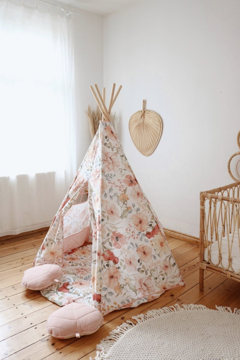 Flower Power Cotton Teepee Tent for Kids & Toddlers (3y+) - Tiny Tugz™