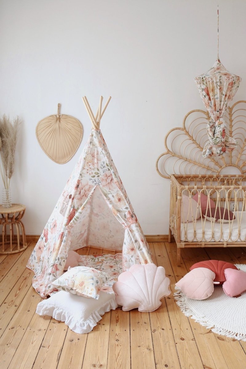 Flower Power Cotton Teepee Tent for Kids & Toddlers (3y+) - Tiny Tugz™