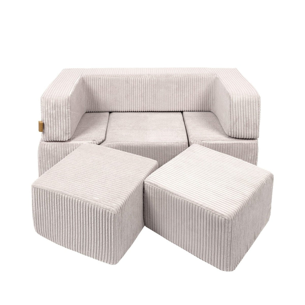 Foam Bricks Play Set - Velvet Corduroy, Sofa, Ball Pit & Playground (Ecru) - Tiny Tugz™