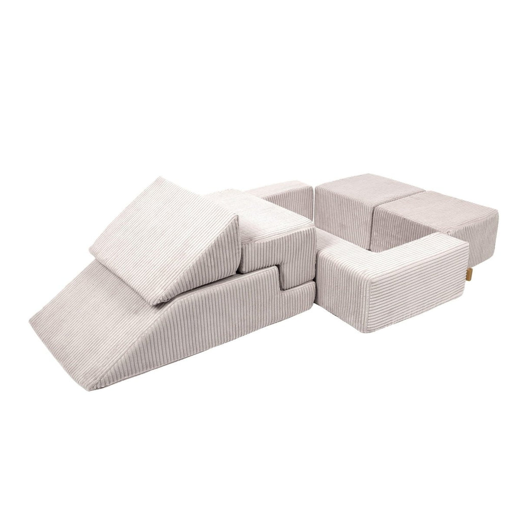 Foam Bricks Play Set - Velvet Corduroy, Sofa, Ball Pit & Playground (Ecru) - Tiny Tugz™