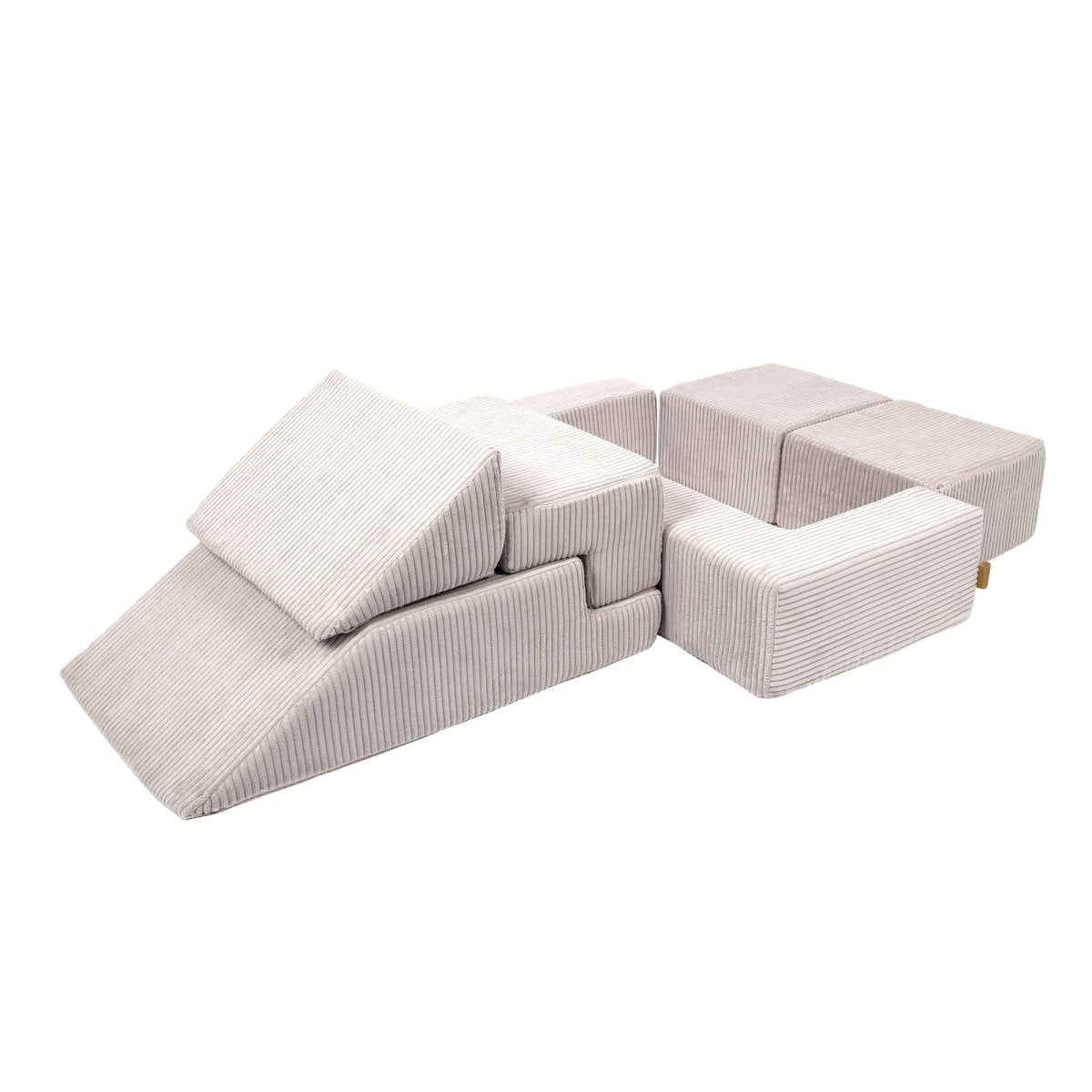 Foam Bricks Play Set - Velvet Corduroy, Sofa, Ball Pit & Playground (Ecru) - Tiny Tugz™