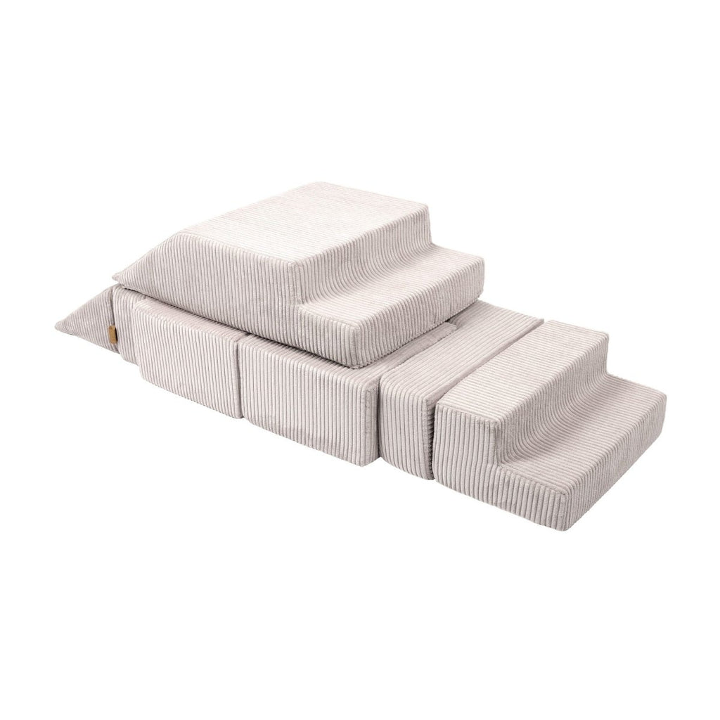 Foam Bricks Play Set - Velvet Corduroy, Sofa, Ball Pit & Playground (Ecru) - Tiny Tugz™