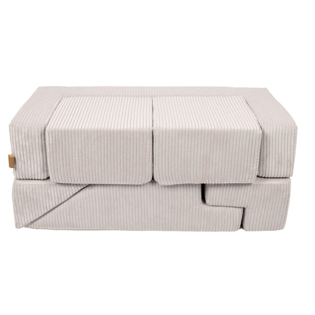 Foam Bricks Play Set - Velvet Corduroy, Sofa, Ball Pit & Playground (Ecru) - Tiny Tugz™