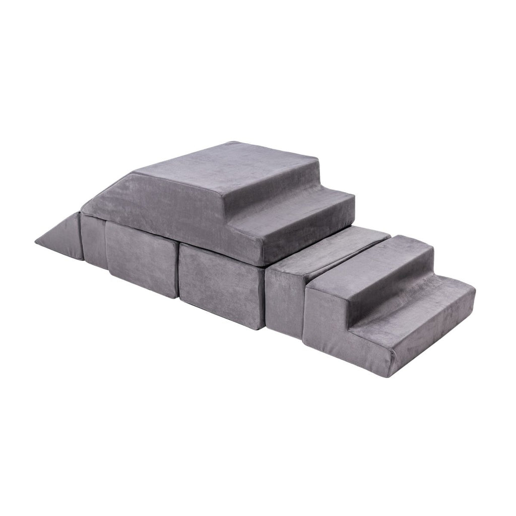 Foam Bricks Play Set - Velvet, Sofa, Ball Pit & Playground (Grey) - Tiny Tugz™